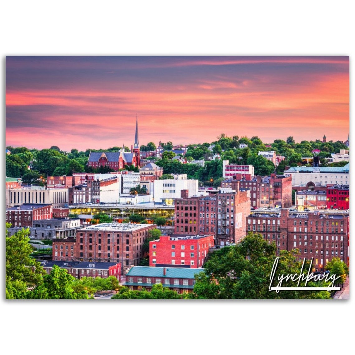 Lynchburg Skyline Poster Virginia Travel Photography Print