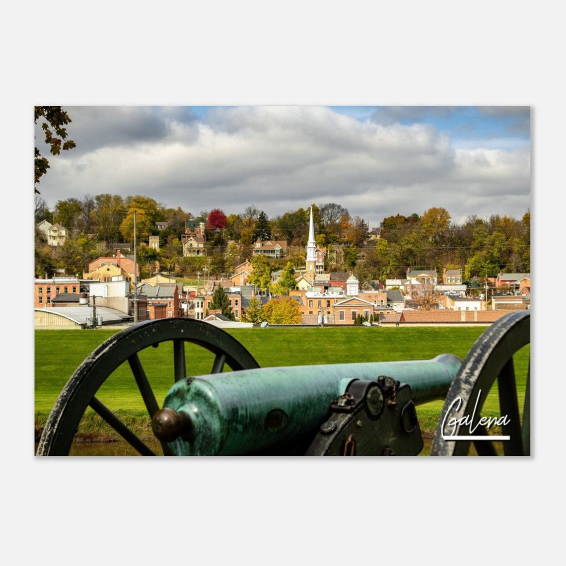 Galena Illinois Historic Town Cannon Fall Foliage Travel Poster