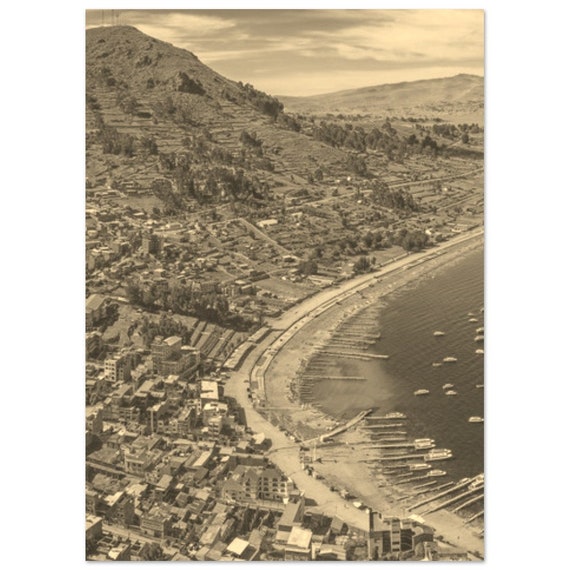 Vintage La Paz Bolivia Poster Retro Sepia Cityscape Wall Art