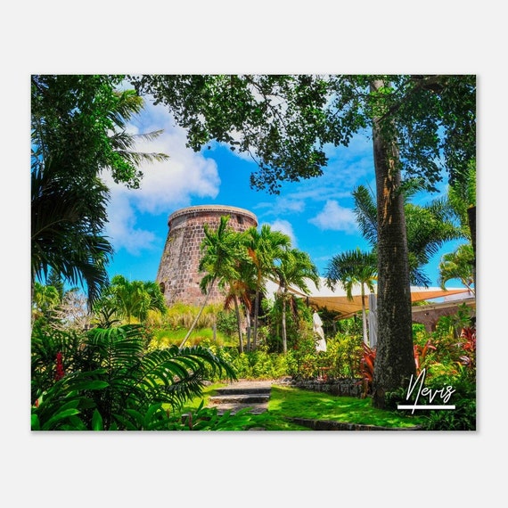 Nevis Island Travel Poster Caribbean Landscape Art Print