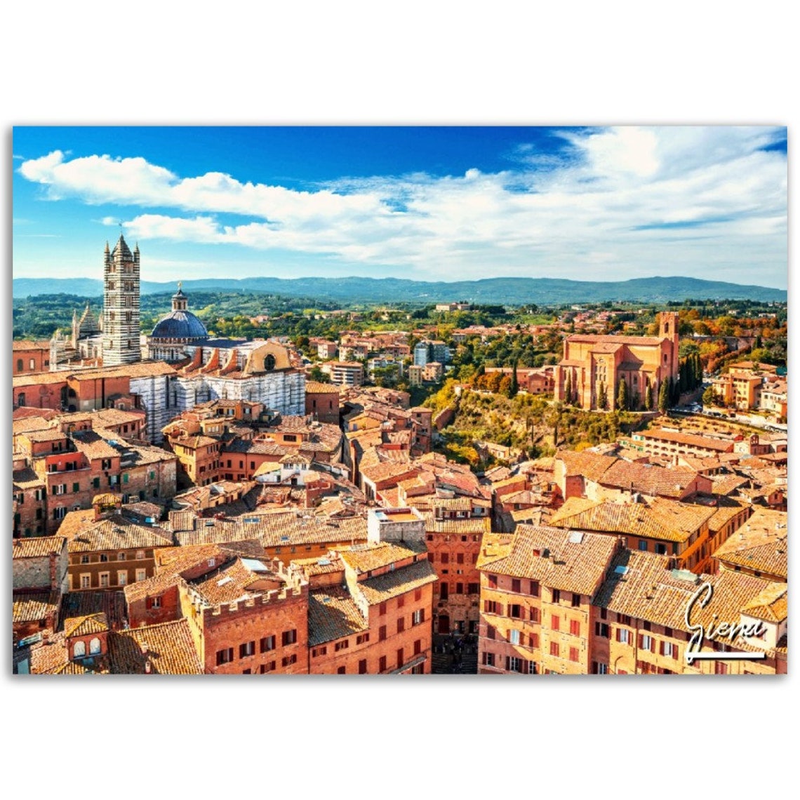 Siena Italy Travel Poster Tuscany Cityscape Print