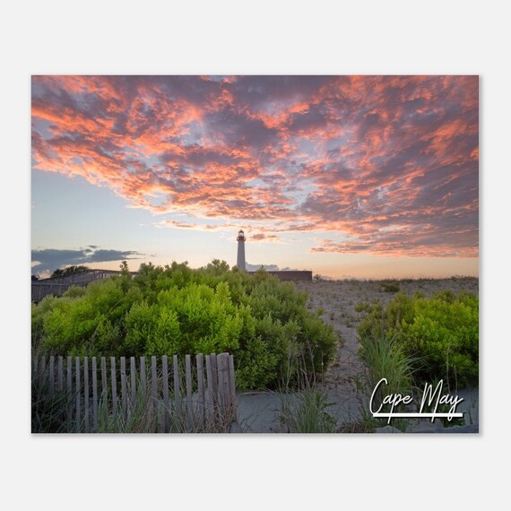 Cape May Lighthouse Sunset Over Beach New Jersey Photo Poster