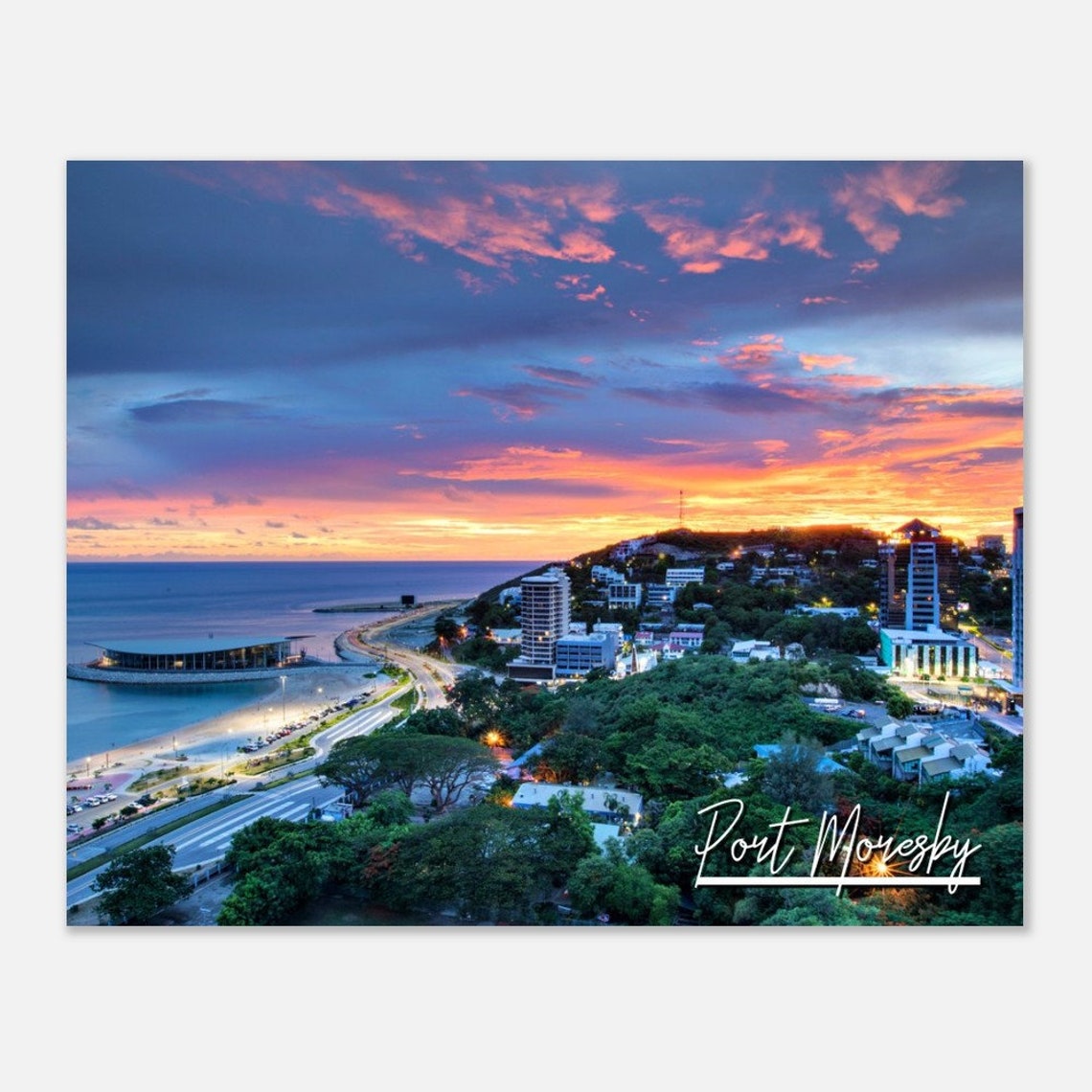Port Moresby Town Poster Papua New Guinea Cityscape Wall Art