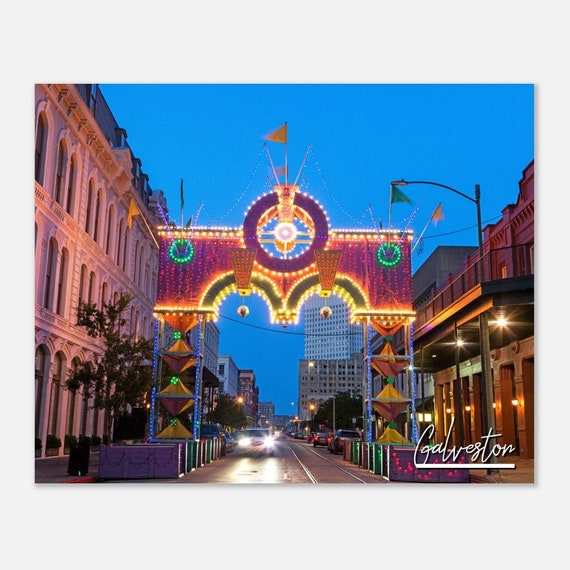 Galveston Texas Downtown Cityscape Poster Print Historical Travel Photo