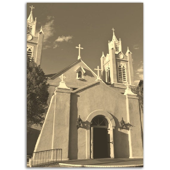 Vintage San Felipe Mexico Church Poster Retro Sepia Travel Print