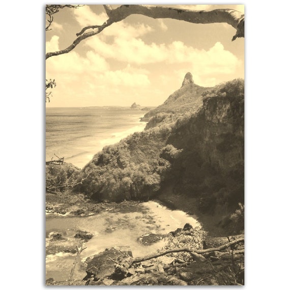 Vintage Fernando De Noronha Brazil Poster Retro Sepia Travel Print
