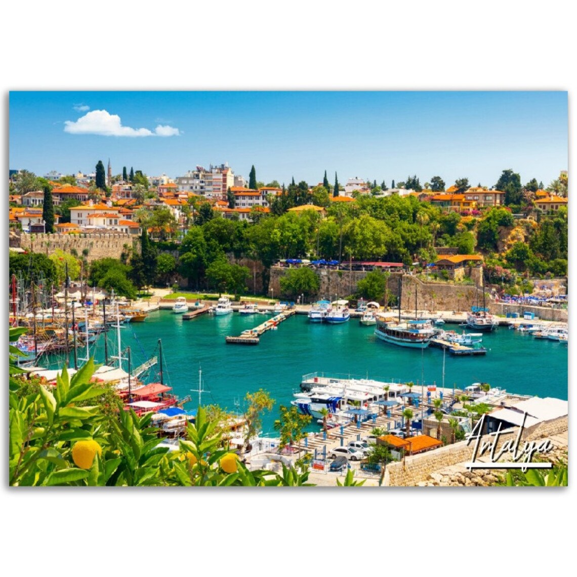 Antalya Turkey Turquoise Harbor Boats Mediterranean Coast Poster