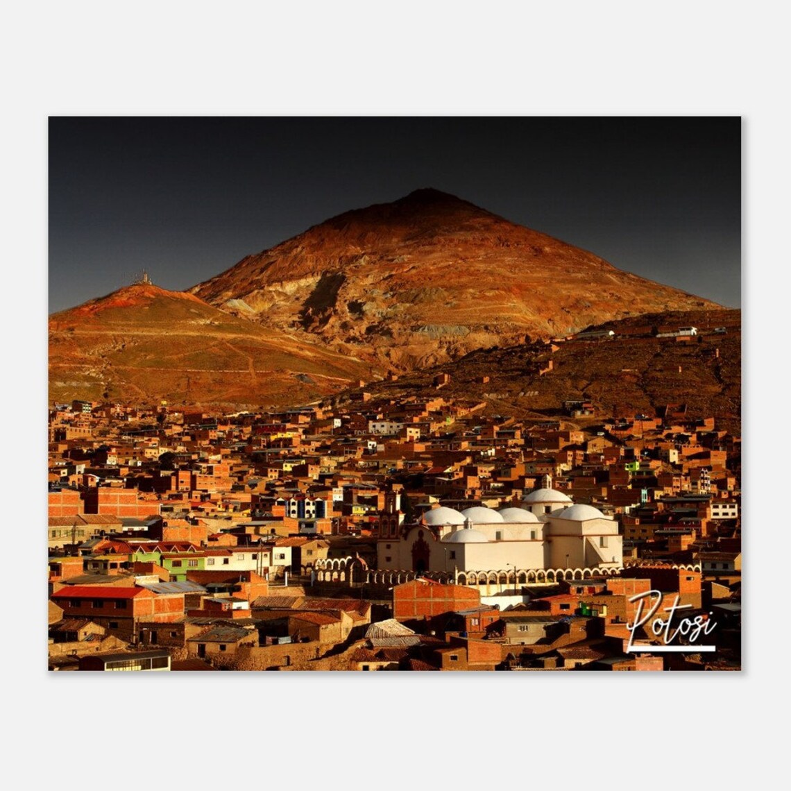 Potosi Bolivia Cerro Rico Mountain City Sunset Travel Poster