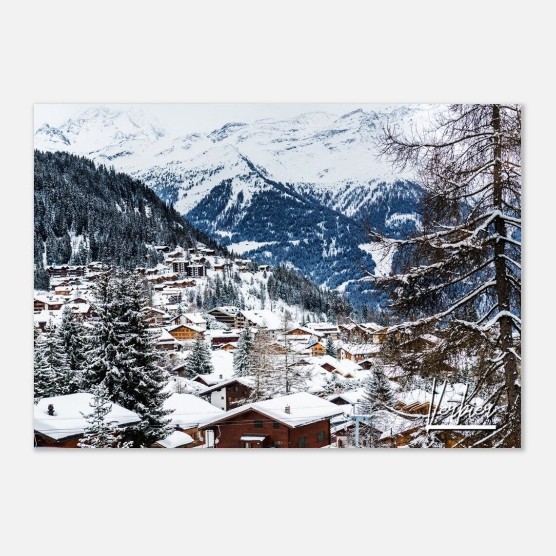 Verbier Swiss Alps Snow Covered Village Winter Mountain Poster