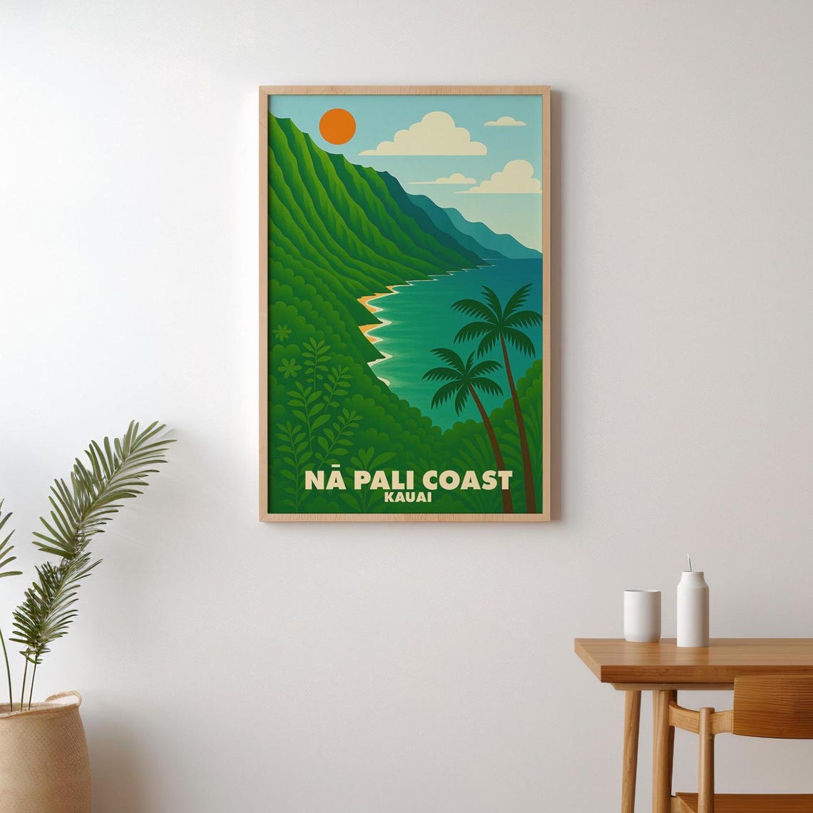 Na Pali Coast Kauai Travel Poster, Tropical Hawaii