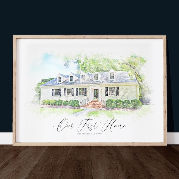 Custom House Portrait - Watercolor Style