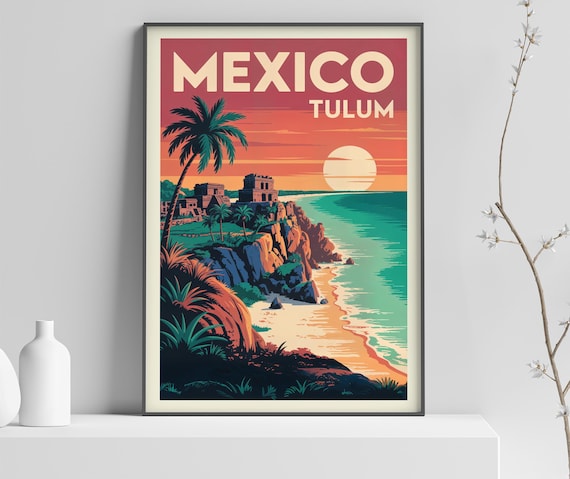 Mexico Tulum Poster Print Countries Of The World Travel Vintage Wall 352