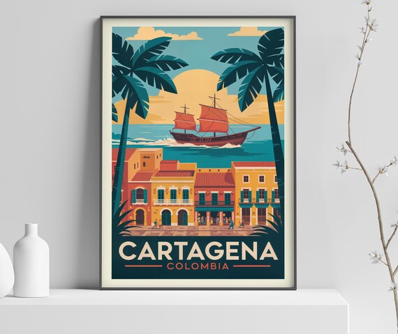 Colombia Cartagena Poster Print Countries Of The World Travel Vintage Wall 304