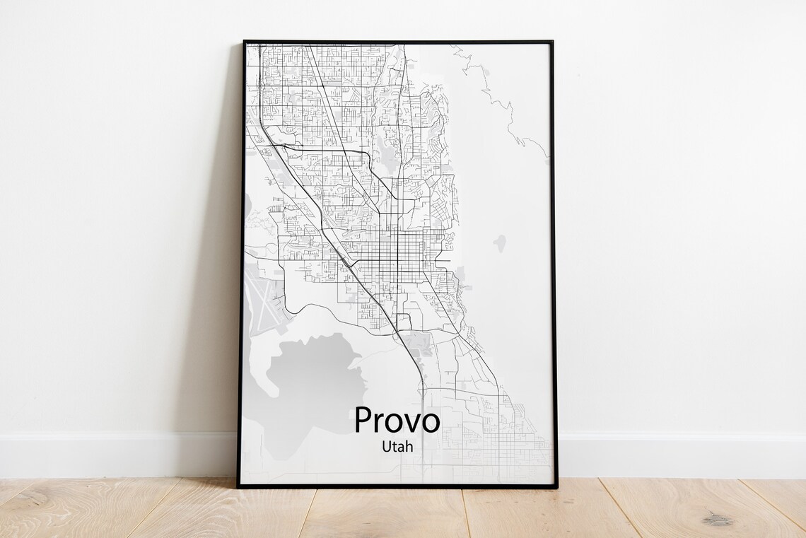 Provo Utah Contemporary Minimalist Street Map Art Print Gift