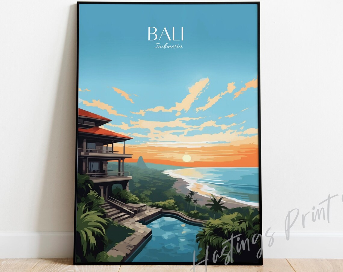 Bali Vintage Travel Poster, Indonesia Art Print