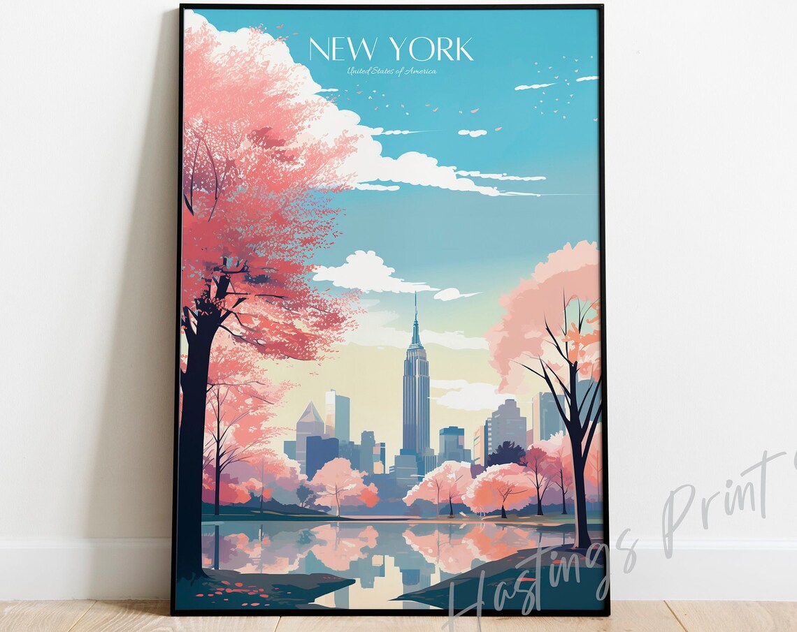 New York City Skyline Vintage Art Print