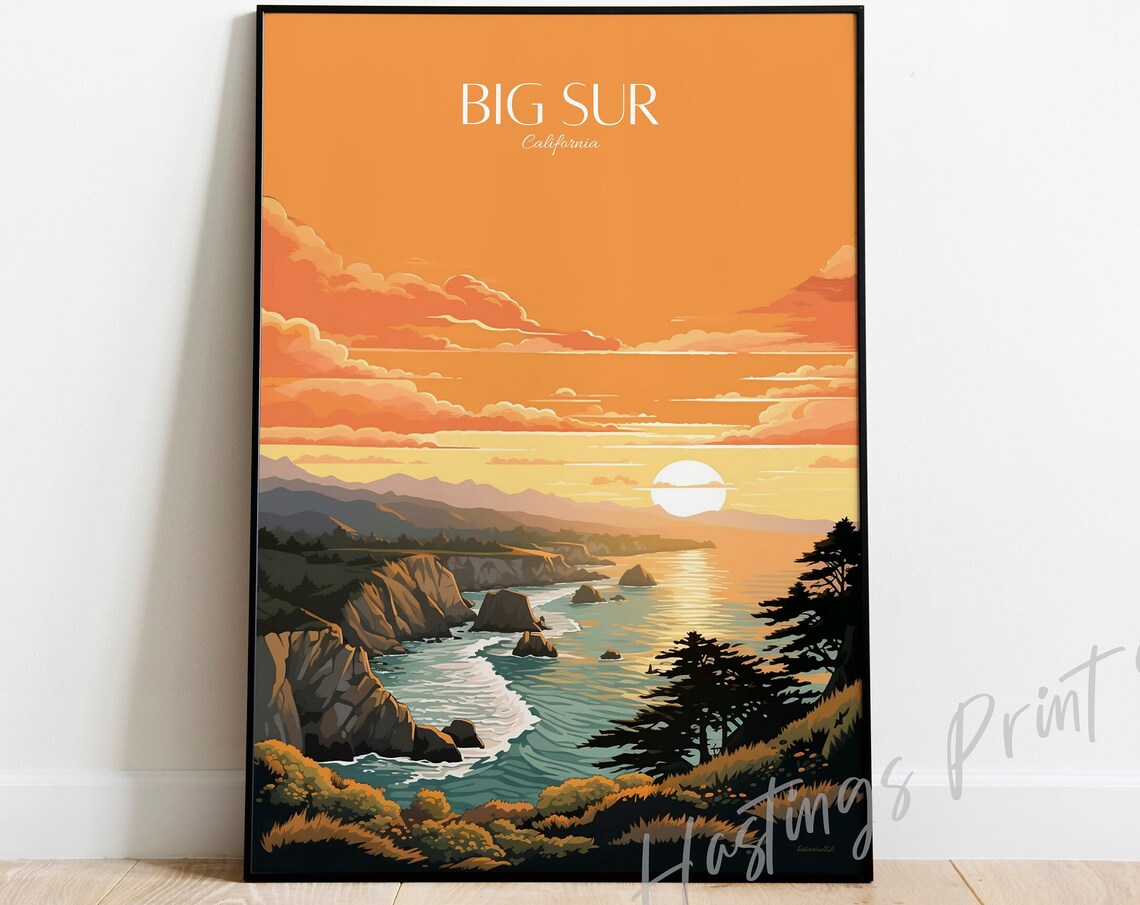 Big Sur Vintage Travel Poster