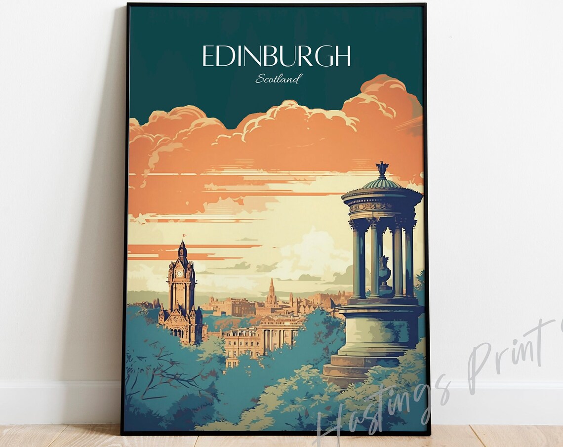 Edinburgh Scotland Vintage Travel Poster