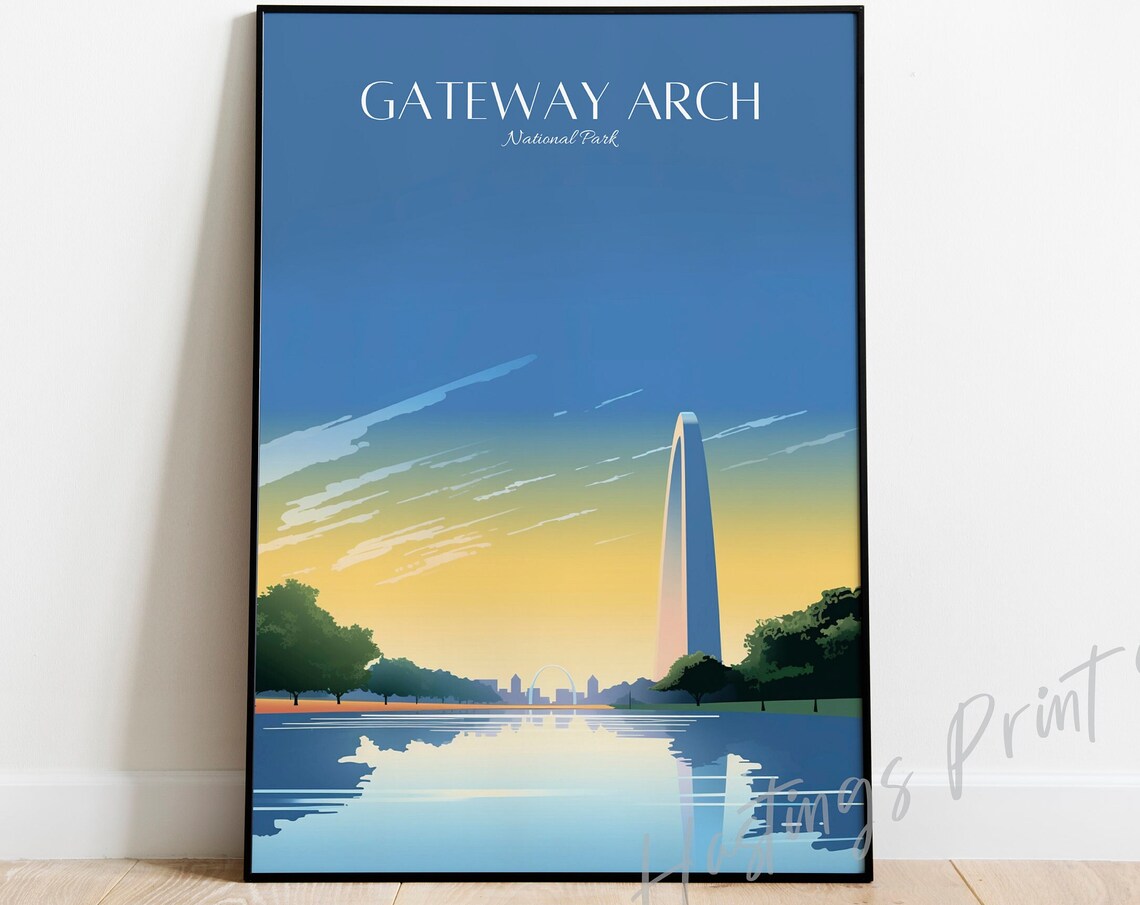 Gateway Arch National Park Vintage Travel Poster St Louis Landmark Artwork
