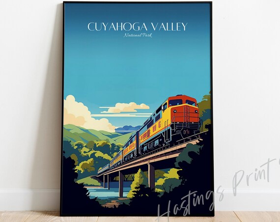 Cuyahoga Valley National Park Train on Trestle Travel Poster