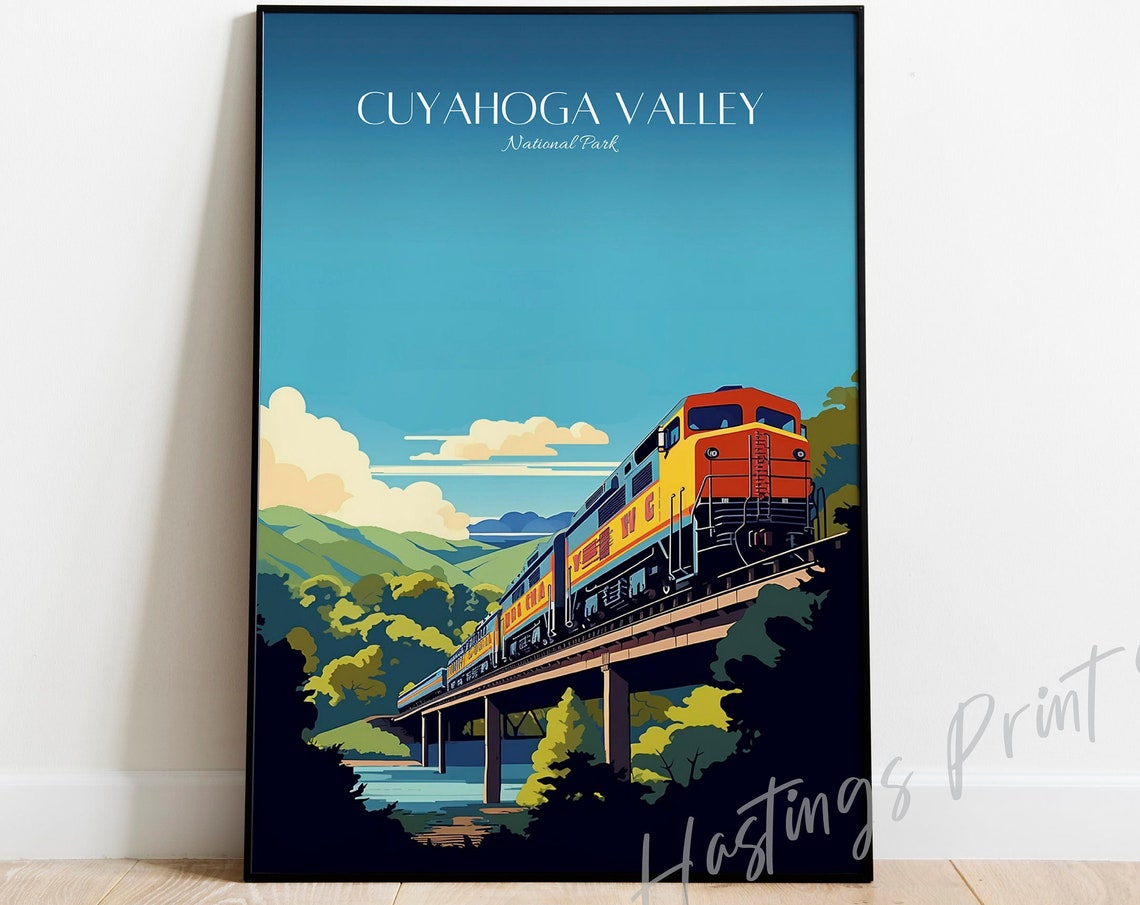 Cuyahoga Valley National Park Train on Trestle Travel Poster