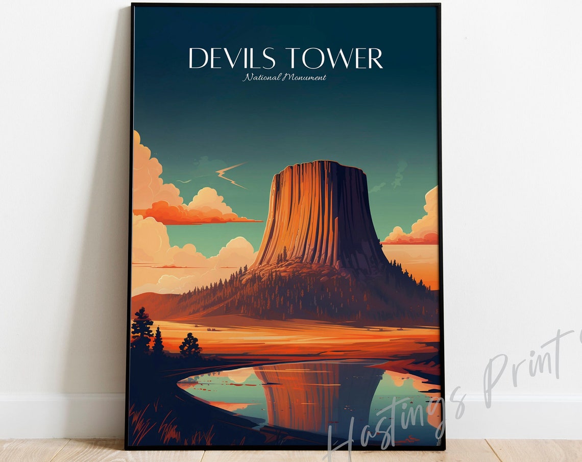 Devils Tower Travel Poster, Wyoming