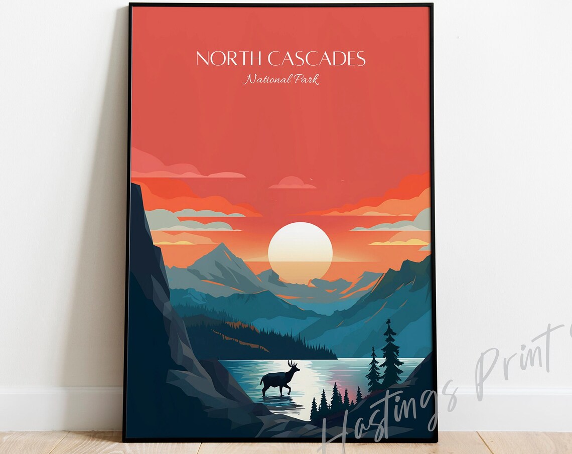 North Cascades National Park Vintage Travel Poster