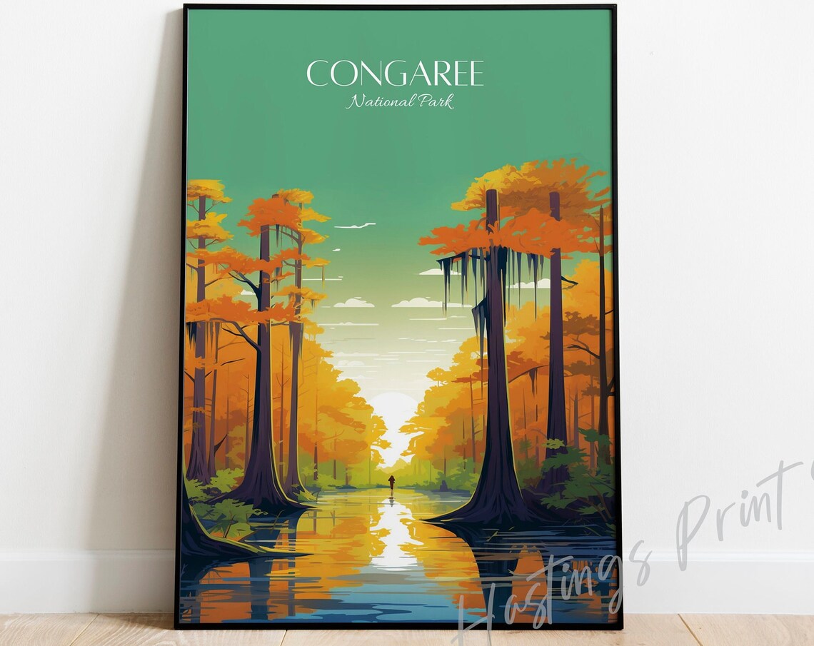 Congaree National Park Old Cypress Swamp Vintage Travel Poster