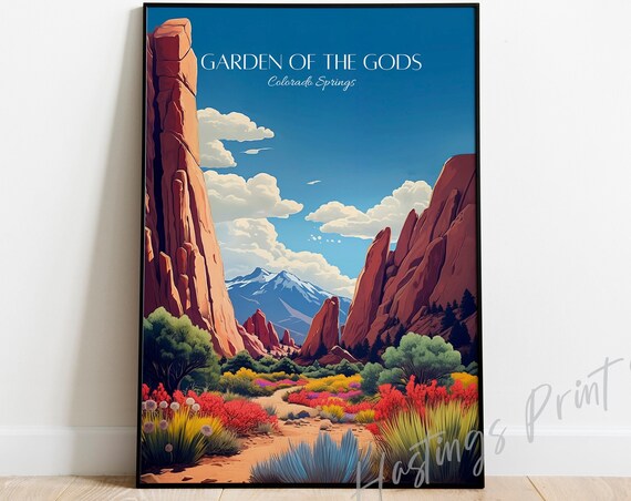 Garden Of The Gods Colorado Springs Red Rocks Vintage Travel Poster