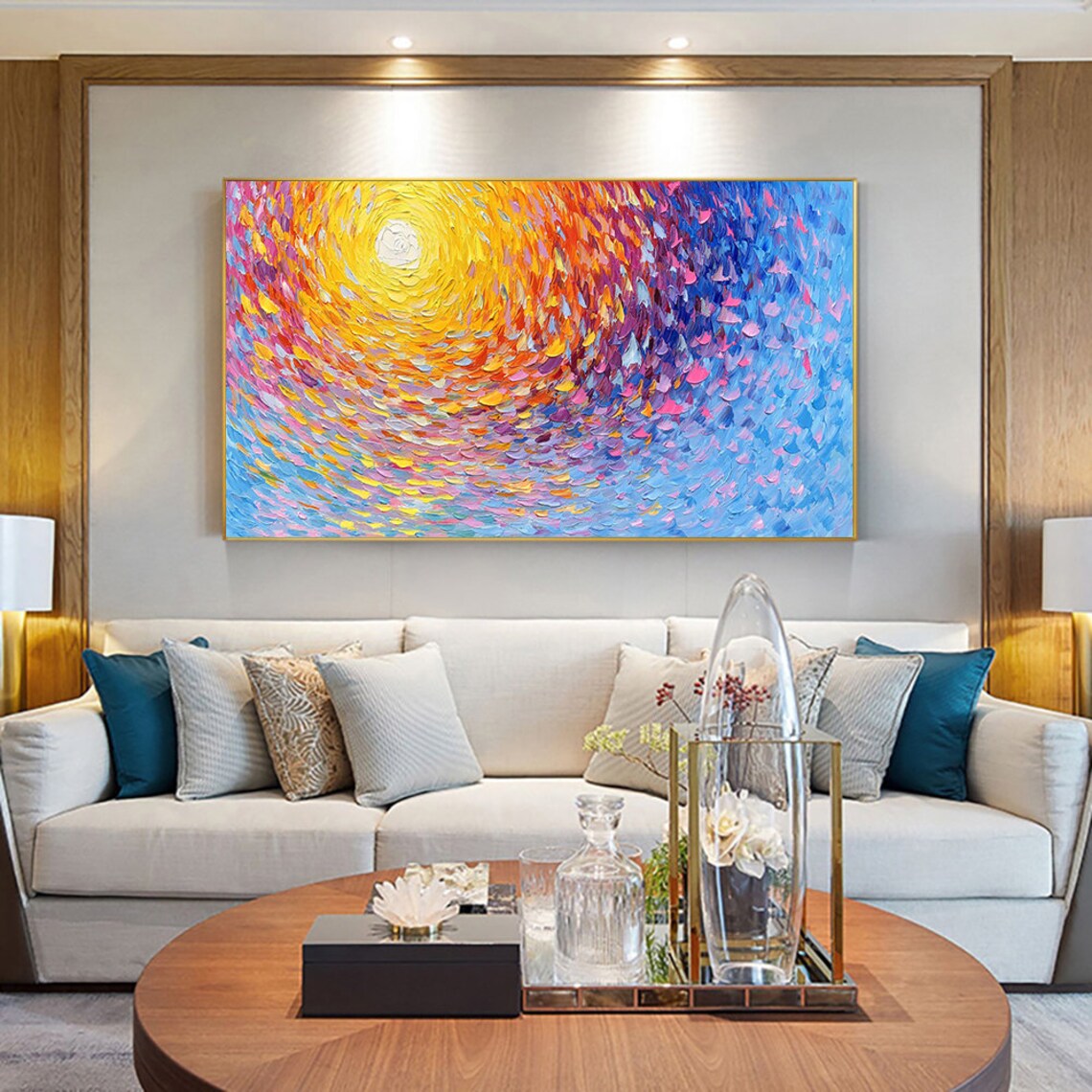 Sunrise Glow Ocean Seascape, Abstract Landscape Art Print