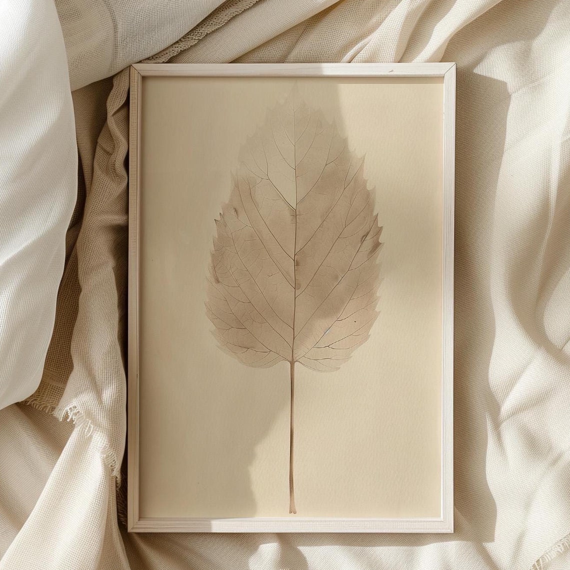 Neutral Leaf Print Minimalist Nature Wall Art
