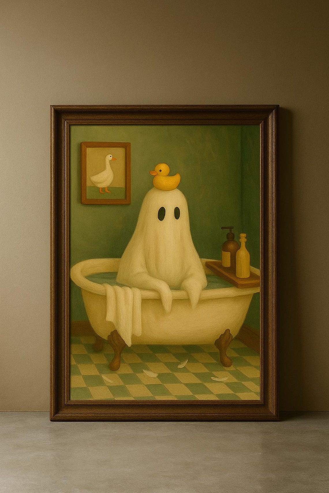 Funny Bathroom Print Whimsical Halloween Duck Decor