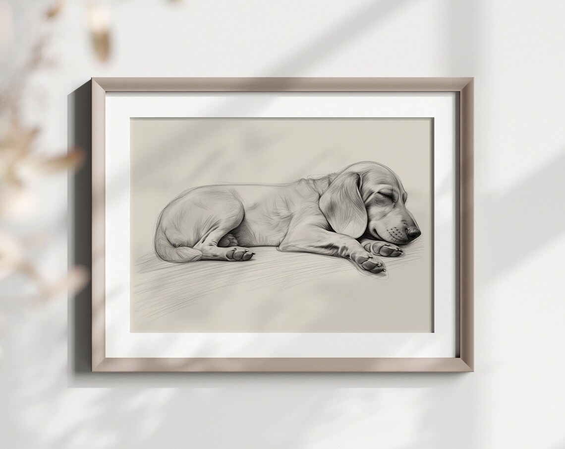 Dachshund Drawing, Pencil Sketch Wall Art