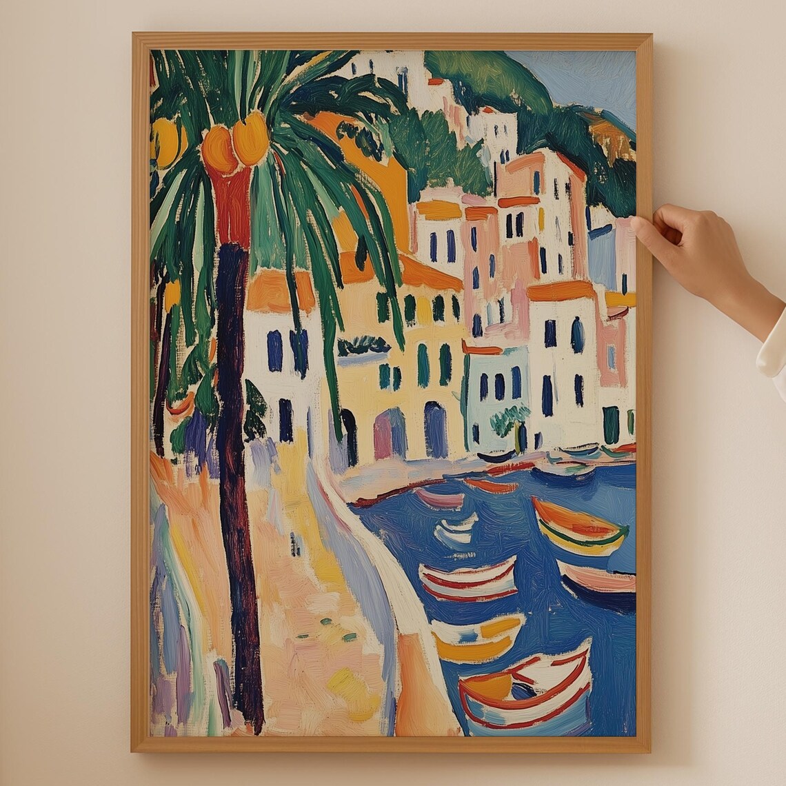 Abstract Italian Coastal Travel Poster, Preppy Decor