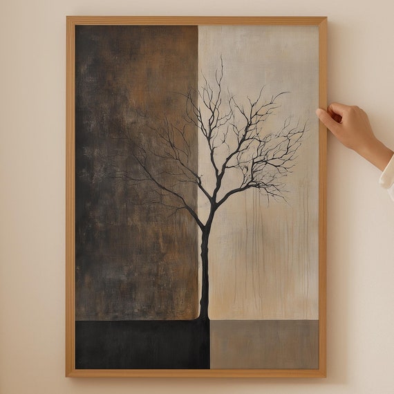 Bare Tree Minimalist Silhouette Split Tone Modern Art Poster