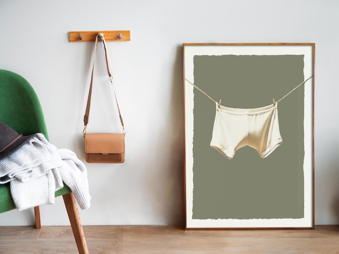White Briefs On Clothesline Minimal Laundry Funny Art Poster - Image 5