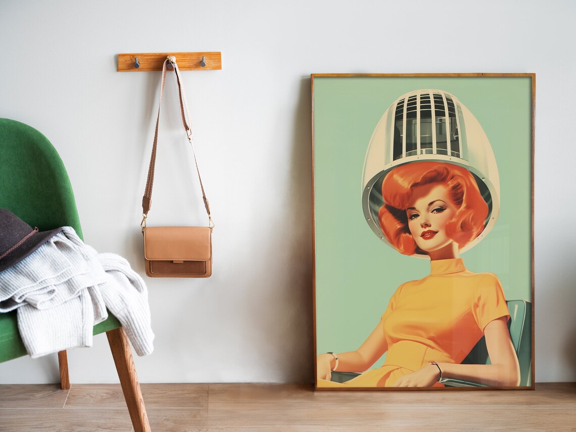 Hair Beauty Salon 50s Retro Poster, Hairdresser Art - Image 5