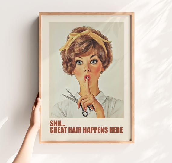 Retro Salon Funny Hairdresser Vintage Poster