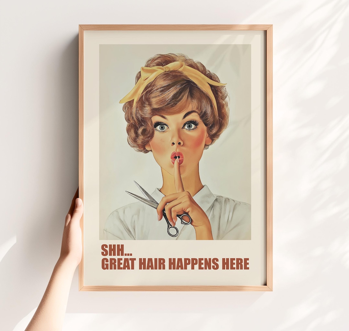 Retro Salon Funny Hairdresser Vintage Poster