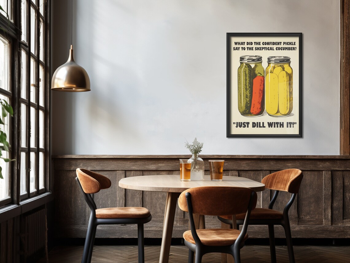 Retro Kitchen Print, Funny Pickle Art Poster - Image 4