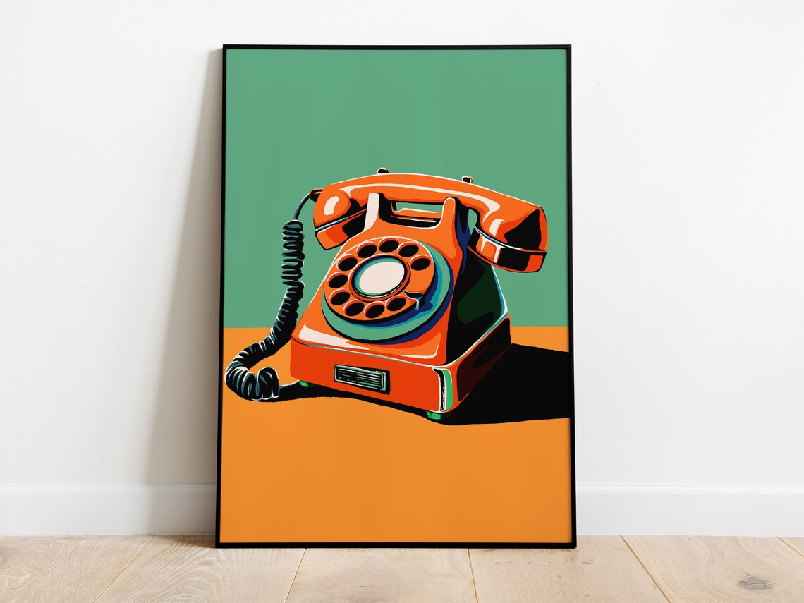 Retro Rotary Phone Art Print, Vintage Telephone