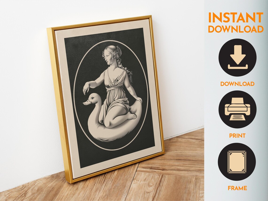 Renaissance Woman Riding Goose Surreal Classical Oval Cameo Poster - Image 6