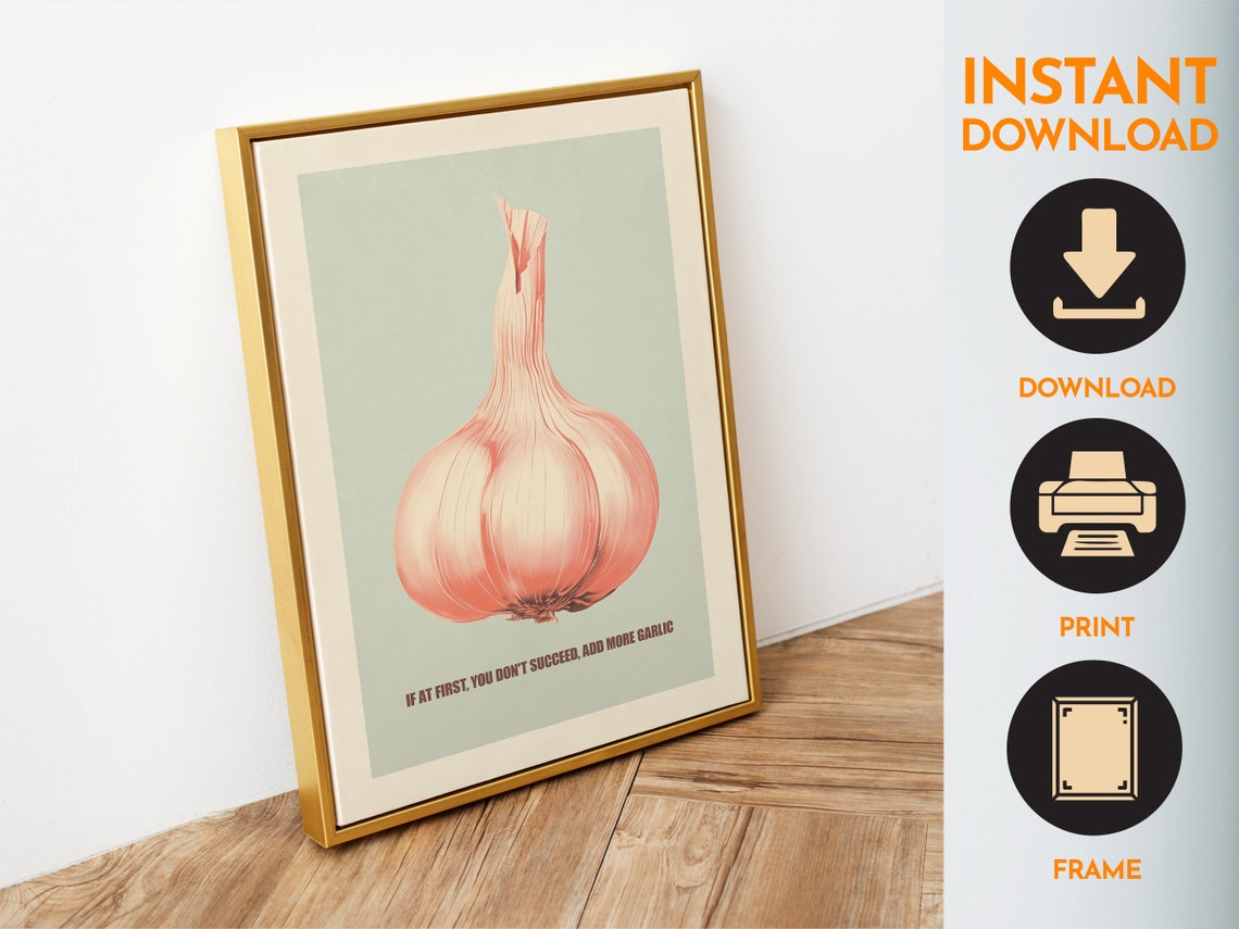 Garlic Lovers Funny Quote If at First Add More Garlic Poster - Image 4