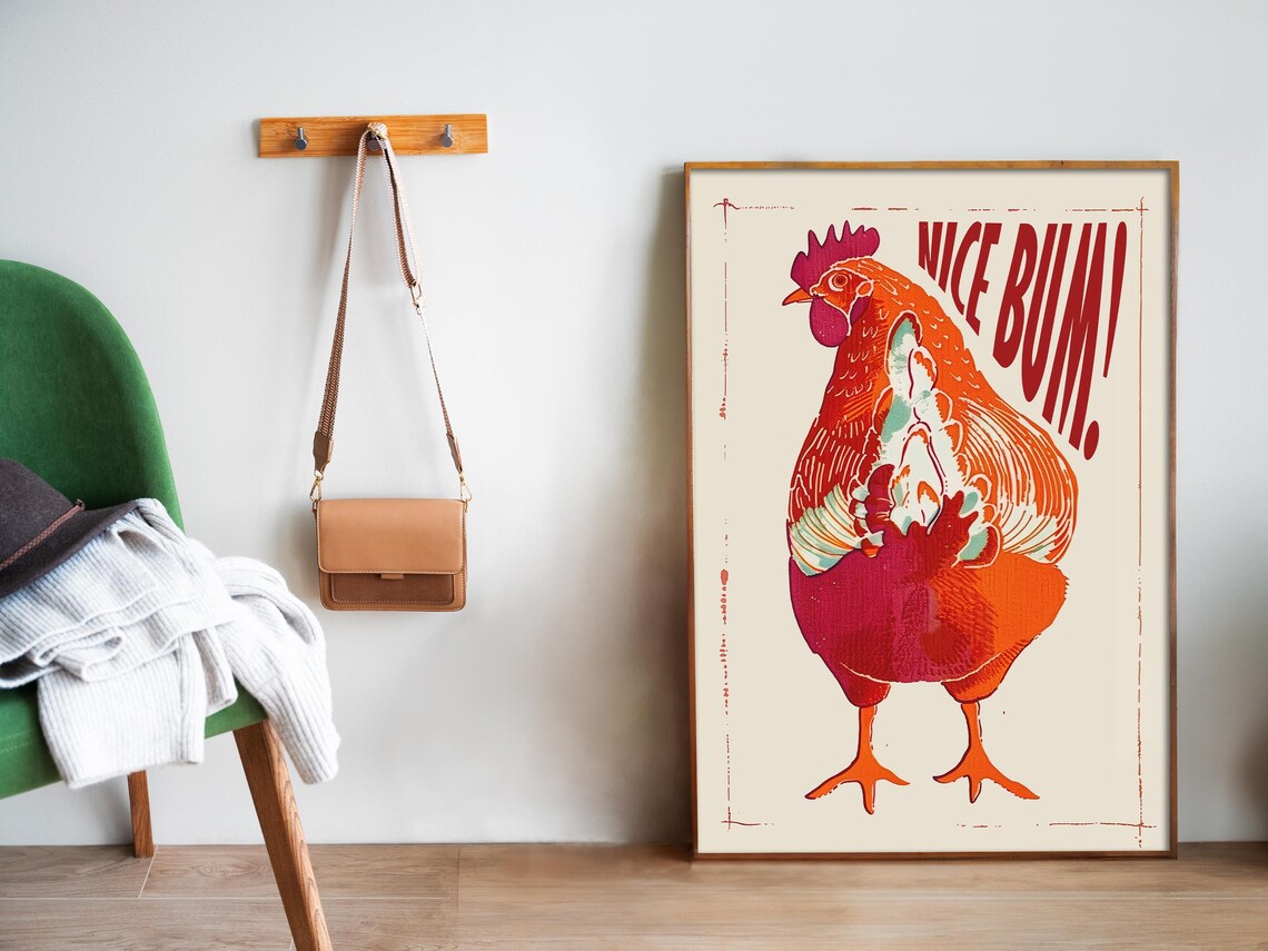 Nice Bum Funny Toilet Bird Retro Bathroom Poster - Image 5