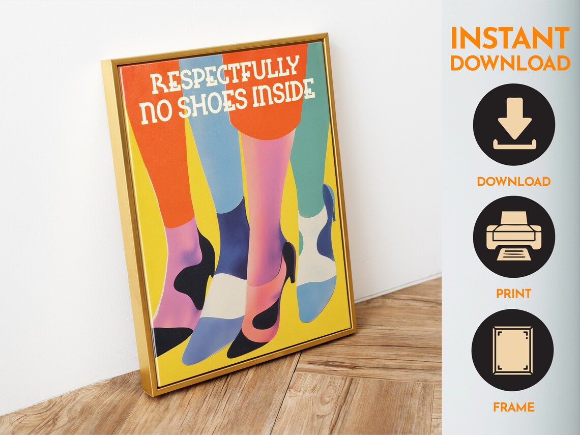 No Shoes Inside Print, Retro 70s Entryway Poster - Image 6