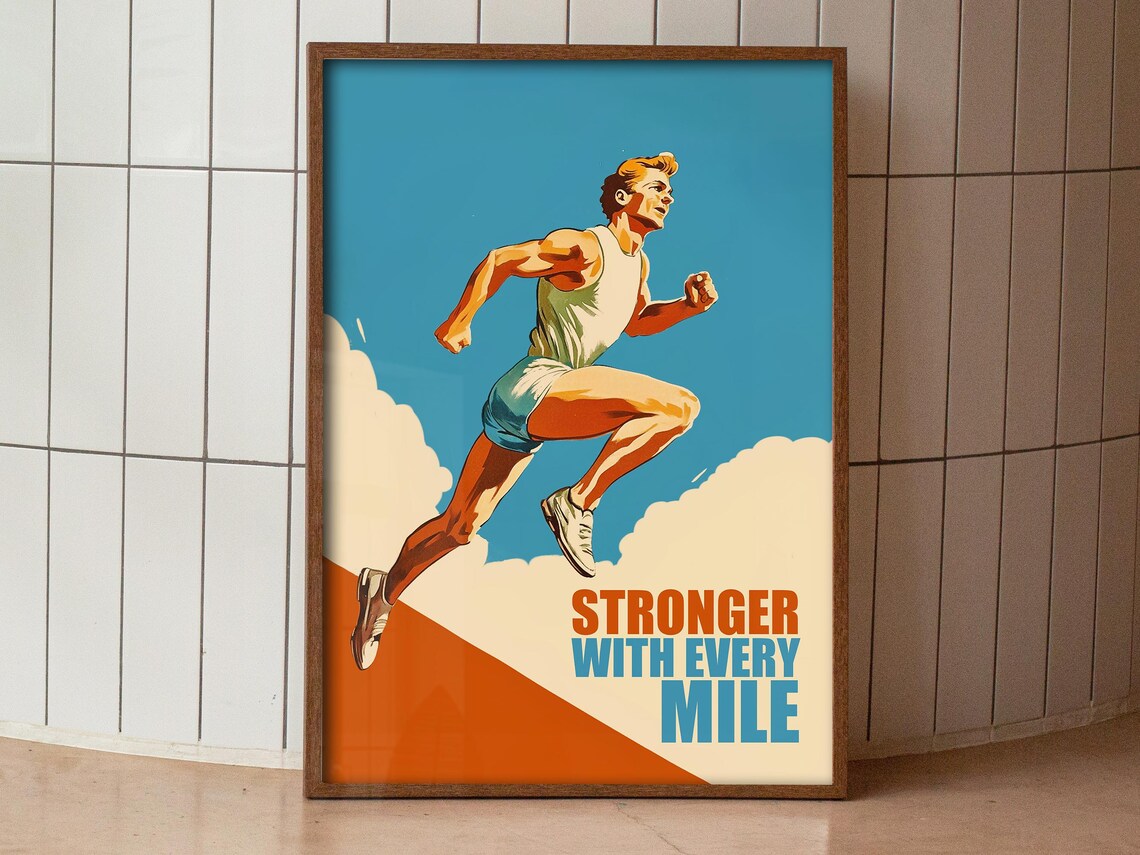 Runner Retro Gym Motivation Quote Art Print - Image 4