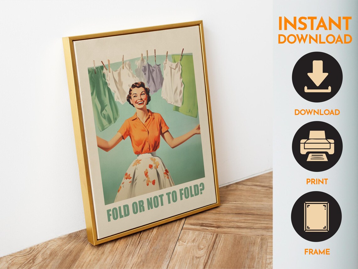 Laundry Day Retro Bathroom Wall Art Print - Image 4