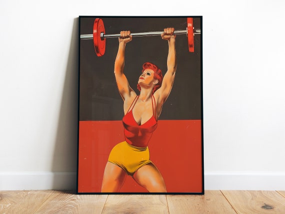 Retro Gym Wall Art Fitness Art Print Bodybuilder Poster Art For Home Gym Decor Exercise Wall Art Gym Girl Gift Workout Art