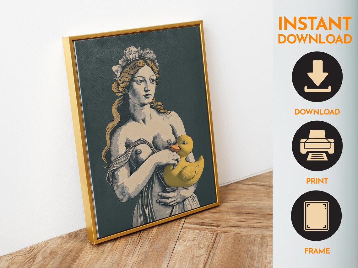 Venus Holding a Rubber Duck Funny Classical Bath Art Parody Poster - Image 6