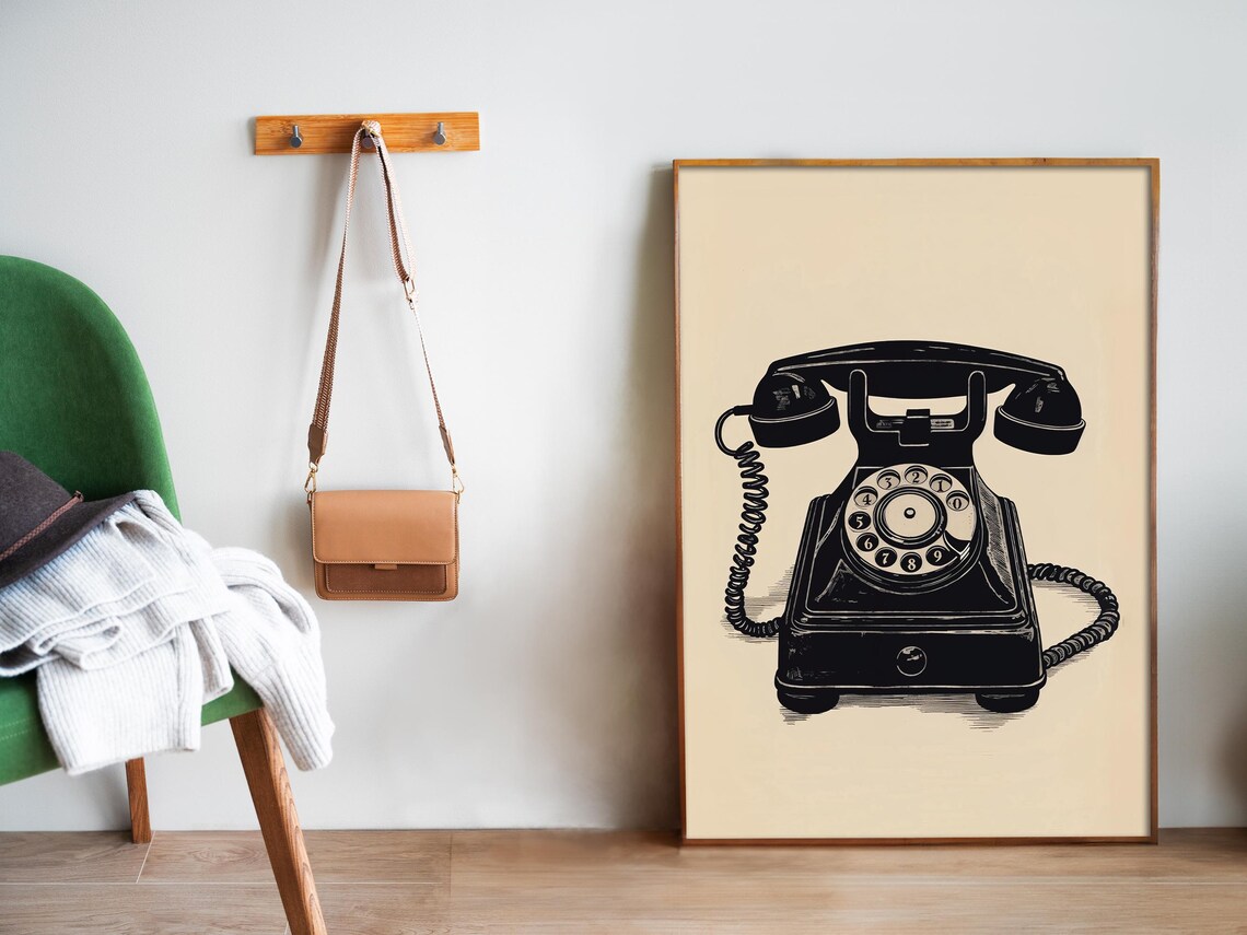 Rotary Phone Retro Telephone, Vintage Home Office Art Print - Image 4